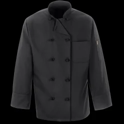 Red Kap Chef Coat Ten Knot Buttons Black Clearance