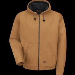 Red Kap Blended Duck Zip-Front Hooded Jacket Brown Duck Discount