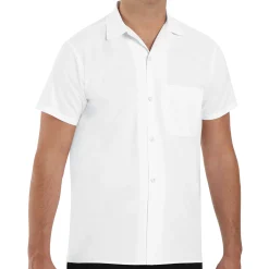 Red Kap Button-Front Cook Shirt White New
