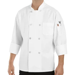 Red Kap Eight Pearl Button Chef Coat with Thermometer Pocket White Online