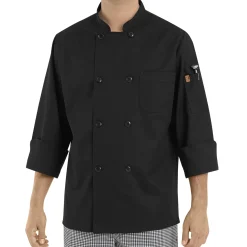 Red Kap Eight Pearl Button  Chef Coat Black Outlet