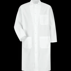 Red Kap Gripper-Front Spun Polyester Butcher Coat with Interior Pocket White Hot