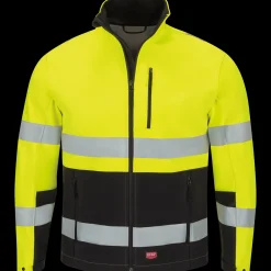 Red Kap Hi-Visibility Soft Shell Jacket Fluorescent Yellow / Black Discount