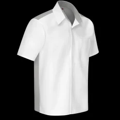 Red Kap Men's Airflow Cook Shirt with OilBlok White with White/Gray Mesh Outlet