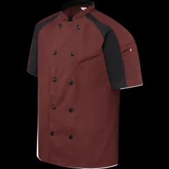 Red Kap Men's Airflow Raglan Chef Coat with OilBlok Merlot Heather with Black Mesh Best