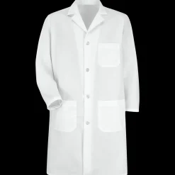 Red Kap Men's Button-Front Lab Coat White Fashion