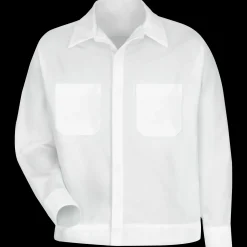 Red Kap Men's Button-Front Shirt Jacket White Outlet