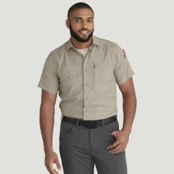 Red Kap Men's Cooling Short Sleeve Work Shirt Sand Best
