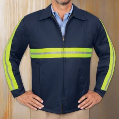 Red Kap Men's Enhanced Visibility Perma-Lined Panel Jacket Navy Online