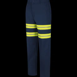 Red Kap Men's Enhanced Visibility Dura-Kap® Industrial Pant Navy w/ Yellow Visibility Trim Hot