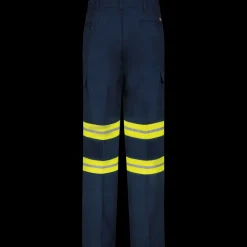 Red Kap Men's Enhanced Visibility Industrial Cargo Pant Navy w/ Yellow Visibility Trim New