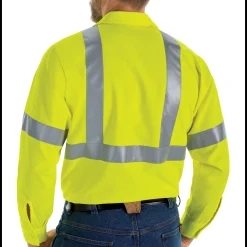Red Kap Men's Hi-Visibility Long Sleeve Ripstop Work Shirt - Type R, Class 2 Fluorescent Yellow Sale