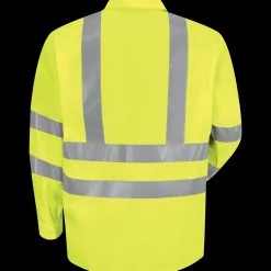 Red Kap Men's Hi-Visibility Long Sleeve Work Shirt - Type R, Class 3 Fluorescent Yellow Fashion