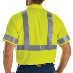 Red Kap Men's Hi-Visibility Short Sleeve Ripstop Work Shirt - Type R, Class 2 Fluorescent Yellow Online