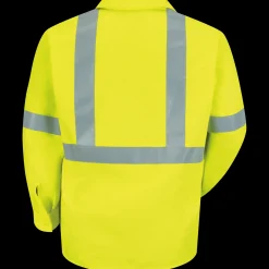 Red Kap Men's Hi-Visibility Yellow Long Sleeve Work Shirt - Type R, Class 2 Fluorescent Yellow New