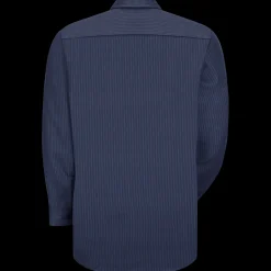 Red Kap Men's Long Sleeve Durastripe® Work Shirt Navy / Light Blue Twin Stripe Fashion