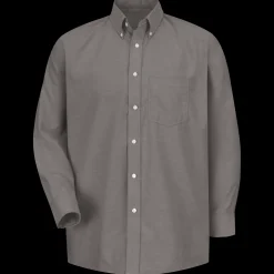 Red Kap Men's Long Sleeve Executive Oxford Dress Shirt Grey Hot