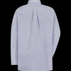 Red Kap Men's Long Sleeve Executive Oxford Dress Shirt Blue / White Stripe New