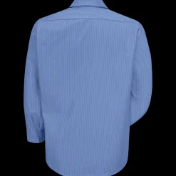 Red Kap Men's Long Sleeve Industrial Stripe Work Shirt Petrol Blue / Navy Stripe Discount