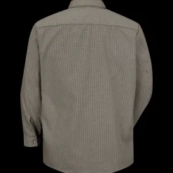 Red Kap Men's Long Sleeve Microcheck Uniform Shirt Khaki / Black Microcheck Discount