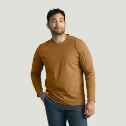 Red Kap Men's Long Sleeve Midweight Slim Fit Performance Tee Heathered Caramel Cafe Outlet