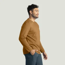 Red Kap Men's Long Sleeve Midweight Slim Fit Performance Tee Heathered Caramel Cafe Outlet