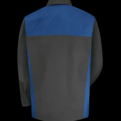 Red Kap Men's Long Sleeve Motorsports Shirt Charcoal / Royal Blue Best