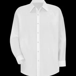 Red Kap Men's Long Sleeve Specialized Pocketless Polyester Work Shirt White Hot