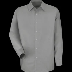Red Kap Men's Long Sleeve Specialized Pocketless Work Shirt Light Grey Hot