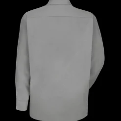 Red Kap Men's Long Sleeve Specialized Pocketless Work Shirt Light Grey Hot