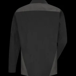 Red Kap Men's Long Sleeve Tri-Color Shop Shirt Black / Charcoal Online