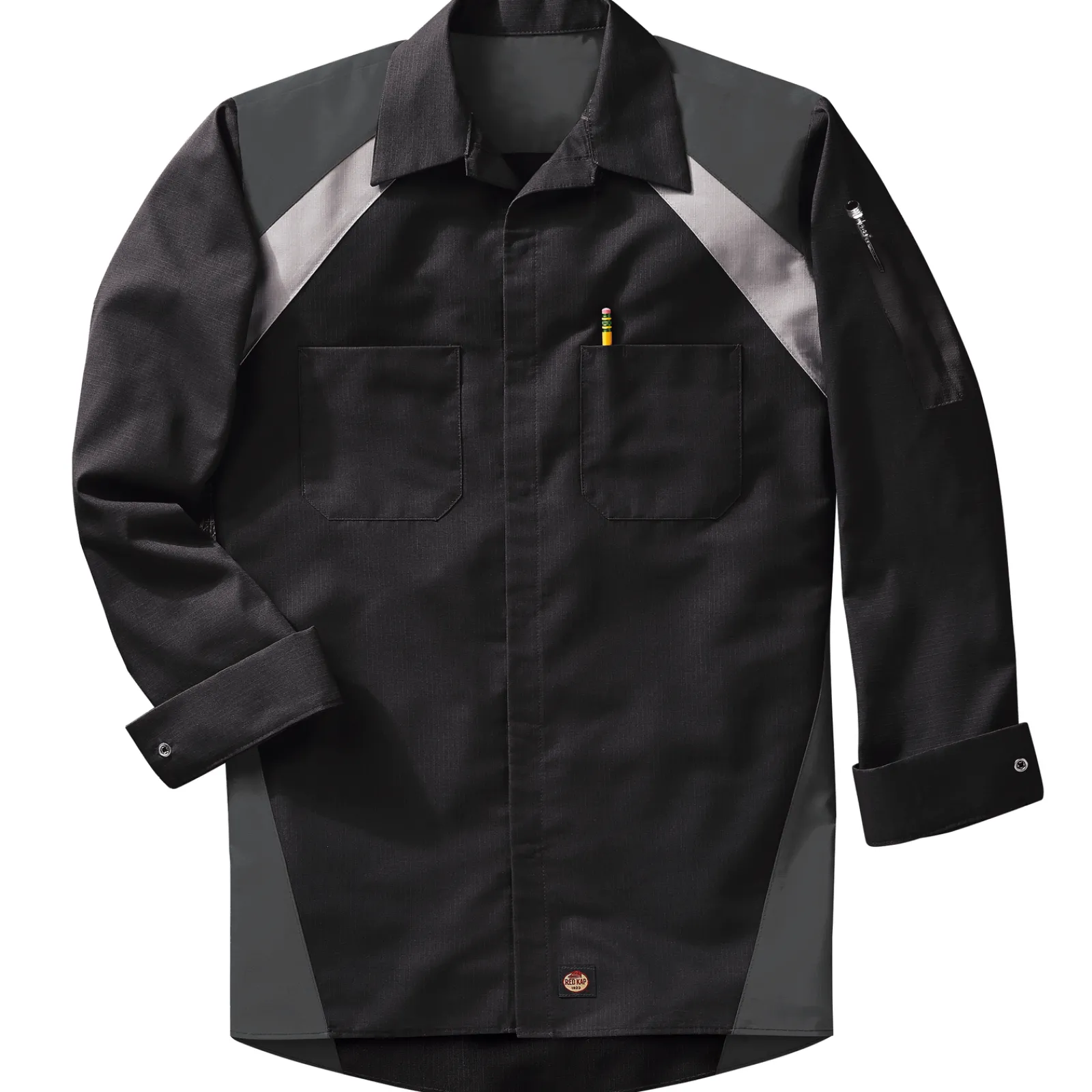 Red Kap Men's Long Sleeve Tri-Color Shop Shirt Black / Charcoal Online