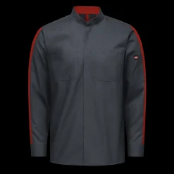 Red Kap Men's Long Sleeve Two-Tone Pro+ Work Shirt with OilBlok and MIMIX® Charcoal / Fireball Discount