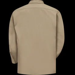 Red Kap Men's Long Sleeve Utility Uniform Shirt Khaki New