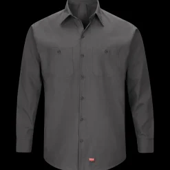 Red Kap Men's Long Sleeve Work Shirt with MIMIX® Charcoal Outlet