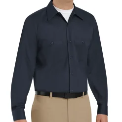 Red Kap Men's Long Sleeve Wrinkle-Resistant Cotton Work Shirt Dark Navy Best