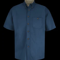 Red Kap Men's Short Sleeve Cotton Contrast Dress Shirt Navy / Cream Hot