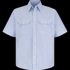 Red Kap Men's Short Sleeve Deluxe Uniform Shirt Blue / White Stripe Sale