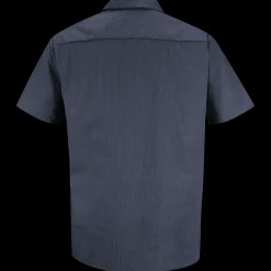 Red Kap Men's Short Sleeve Geometric Microcheck Work Shirt Blue / Charcoal Microcheck Online