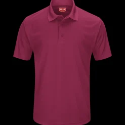 Red Kap Men's Short Sleeve Performance Knit® Pocketless Core Polo Burgundy Fashion