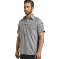 Red Kap Men's Short Sleeve Performance Plus Shop Shirt With Oilblok Technology Light Grey / Charcoal Mesh Discount