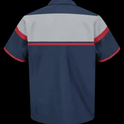 Red Kap Men's Short Sleeve Performance Tech Shirt Navy / Red / Light Grey Discount