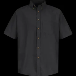 Red Kap Men's Short Sleeve Poplin Dress Shirt Black Outlet