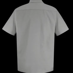 Red Kap Men's Short Sleeve Specialized Pocketless Work Shirt Light Grey Outlet