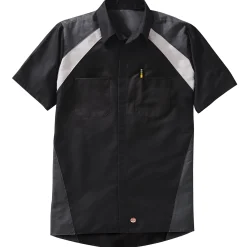 Red Kap Men's Short Sleeve Tri-Color Shop Shirt Black / Charcoal Sale