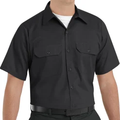 Red Kap Men's Short Sleeve Utility Uniform Shirt Black Clearance