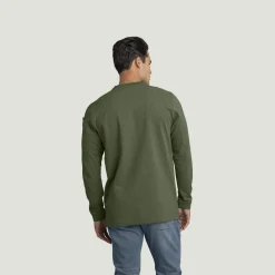Red Kap Men's Slim Fit Cotton Long Sleeve Pocket T-Shirt Heather Dark Forest Sale
