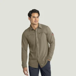 Red Kap Men's Snap Front Jersey Long Sleeve Work Shirt Fallen Rock New