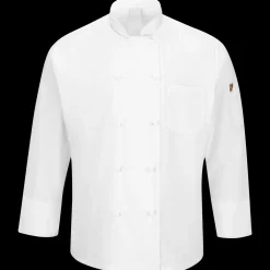 Red Kap Men's Ten Knot Button Chef Coat with OilBlok + MIMIX® White Best