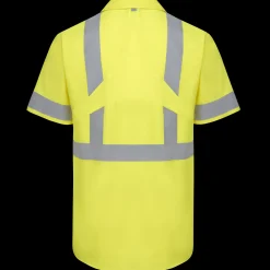 Red Kap Short Sleeve Hi-Visibility Ripstop Work Shirt with MIMIX® + OilBlok, Type R Class 2 Fluorescent Yellow Hot